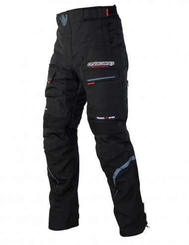 Pantalon moto CRUISE Negro, pantalon con protecciones de Polyester 600D